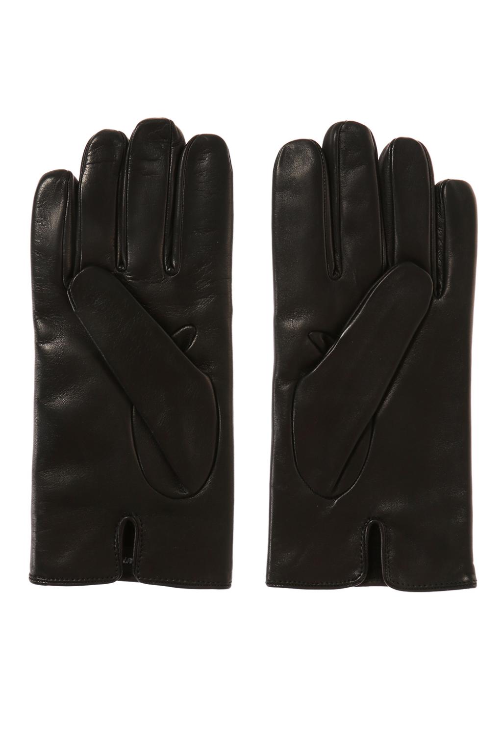 Black Leather gloves Emporio Armani Vitkac France